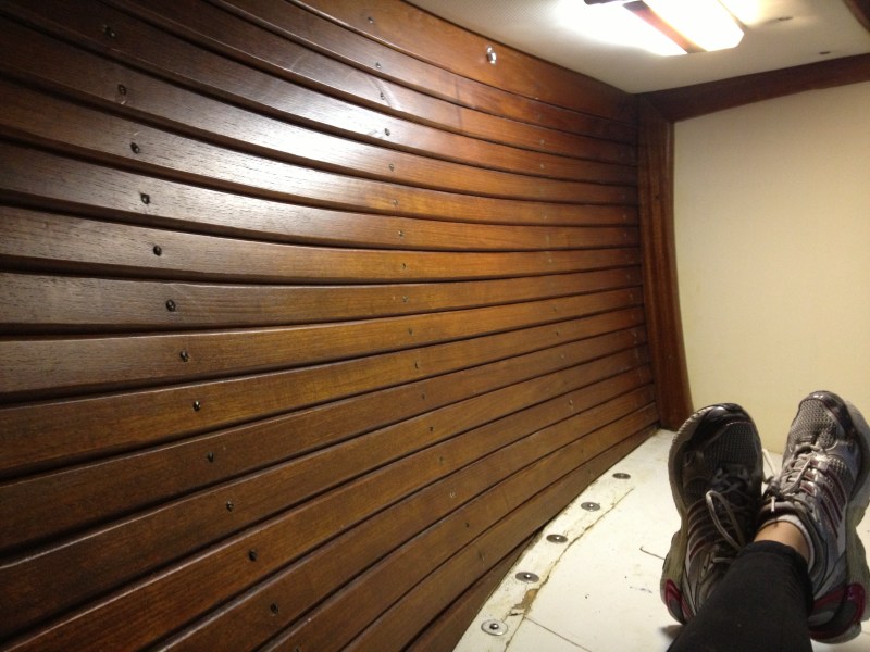 The wood paneling reinstalled!